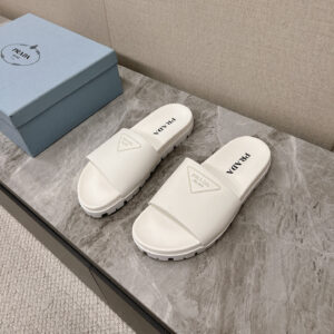 高仿Prada*2X3085M男女同款拖鞋立體字母白色免檢版