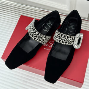 高仿RogerVivier*RVW0074絨面瑪麗珍鞋黑色1.5CM免檢版