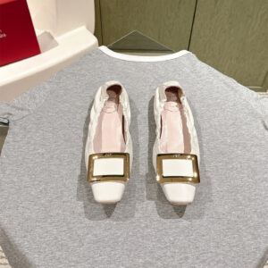 高仿RogerVivier*RVW7594方頭懶人平底鞋白色免檢版