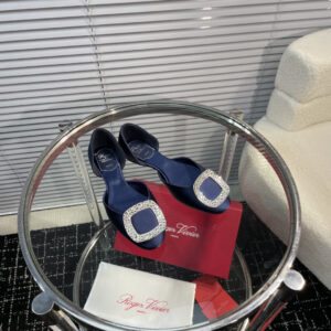 高仿RogerVivier*RVW0884鑽扣中空平底鞋藍色免檢版
