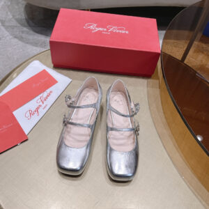 高仿RogerVivier*RVW5403漆皮瑪麗珍鞋銀色3CM免檢版