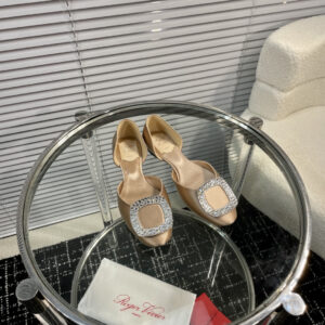 高仿RogerVivier*RVW0880鑽扣中空平底鞋金色免檢版