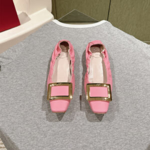 高仿RogerVivier*RVW7595方頭懶人平底鞋粉色免檢版