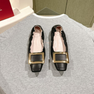 高仿RogerVivier*RVW7596方頭懶人平底鞋粉色免檢版