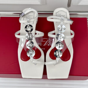 高仿RogerVivier*RVW7283愛心水晶涼鞋白色1.5CM免檢版