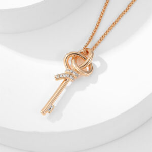 高仿Tiffany&CO蒂芙尼Keys系列72984285編織鑰匙頸鏈玫瑰金