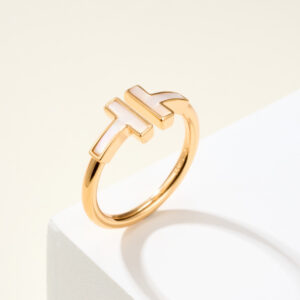 高仿Tiffany&CO蒂芙尼T系列GRP11094貝母戒指玫瑰金色