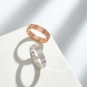 高仿Tiffany&CO蒂芙尼Return系列GRP05172刻印鑲鑽戒指玫瑰金