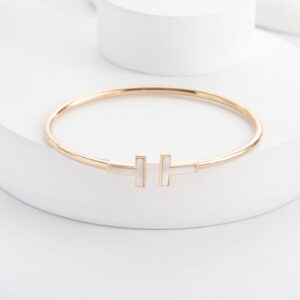 高仿Tiffany&CO蒂芙尼T系列GRP11102雙T貝母手鐲玫瑰金