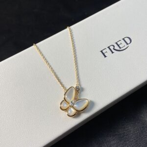 高仿首飾VanCleef&Arpels*RP8UP00蝴蝶吊墜頸鏈貝母