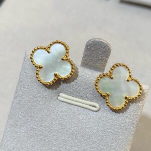 高仿首飾VanCleef&Arpels*RA44100四葉草貝母耳釘黃金款