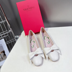 高仿Valentino*6W2S0LC蝴蝶結高踭鞋白色4.5CM免檢版