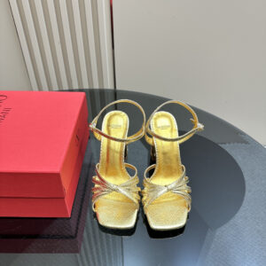 高仿Valentino*6W2S0LK水鑽高踭鞋金色9CM免檢版