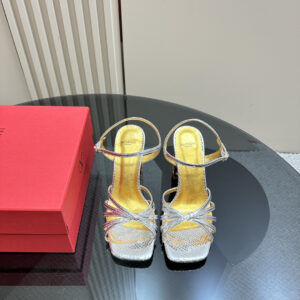 高仿Valentino*6W2S0LQ水鑽高踭鞋金銀色9CM免檢版
