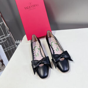 高仿Valentino*6W2S0LB蝴蝶結高踭鞋黑色4.5CM免檢版