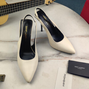 高仿YSL/聖羅蘭*Cherish系列762946A尖頭高跟鞋小牛皮白免檢版