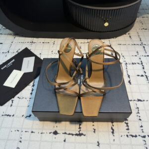 高仿YSL/聖羅蘭Lauren系列8187300高踭涼鞋棕色免檢版