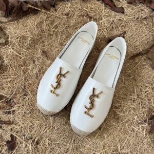 高仿YSL/聖羅蘭*4848900小羊皮漁夫鞋白色金扣免檢版