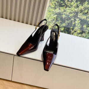 高仿YSL/聖羅蘭Rose系列786756A酒杯踭單鞋漆皮棕色免檢版