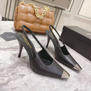 高仿YSL/聖羅蘭*Rose系列658095B尖頭露跟高踭鞋小牛皮免檢版