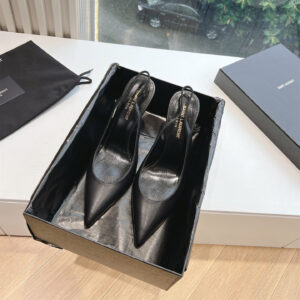 高仿YSL/聖羅蘭*Opyum系列762942T異性跟高踭涼鞋黑色免檢版