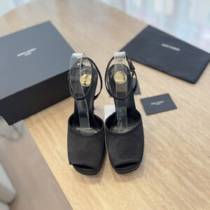 高仿YSL*25/春夏全新走秀款高踭鞋818001黑色免檢版