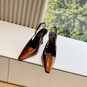 高仿YSL/聖羅蘭Rose系列786756C酒杯踭單鞋漆皮紅橙色免檢版