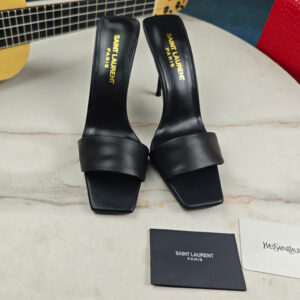 高仿YSL/聖羅蘭24早秋系列755359A細高跟拖鞋黑色免檢版