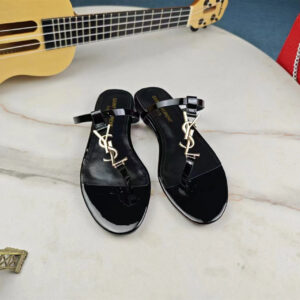 高仿YSL/聖羅蘭*Cassandra系列7424609LOGO裝飾涼鞋銀扣免檢版