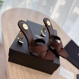 高仿YSL/聖羅蘭*25SS春夏系列8189320高踭拖鞋咖啡色免檢版