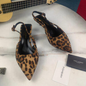 高仿YSL/聖羅蘭*Cherish系列775130A尖頭短跟鞋豹紋免檢版