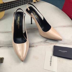 高仿YSL/聖羅蘭*Cherish系列799769Q尖頭高跟鞋小牛皮膚色免檢版
