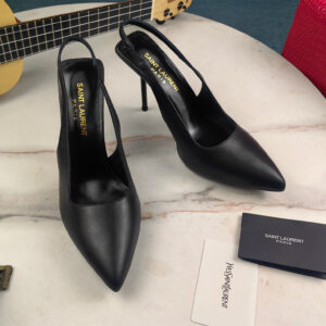高仿YSL/聖羅蘭*Cherish系列755200A尖頭高跟鞋小牛皮黑免檢版