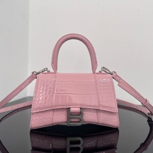 高仿Balenciaga*Hourglass系列鱷魚皮粉色XS