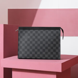 高仿原單LV男款手拿包棋盤格免檢版