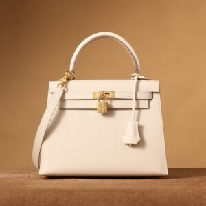 高仿Hermes*Kelly25白色金扣免檢版