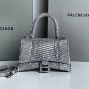 高仿Balenciaga*Hourglass系列沙漏包滿鑽銀色XS