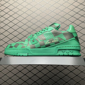 高仿LV*Trainer系列1ACN5B休閒鞋綠黑棋盤格純原版本