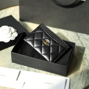 高仿Chanel卡夾系列小羊皮黑金免檢版