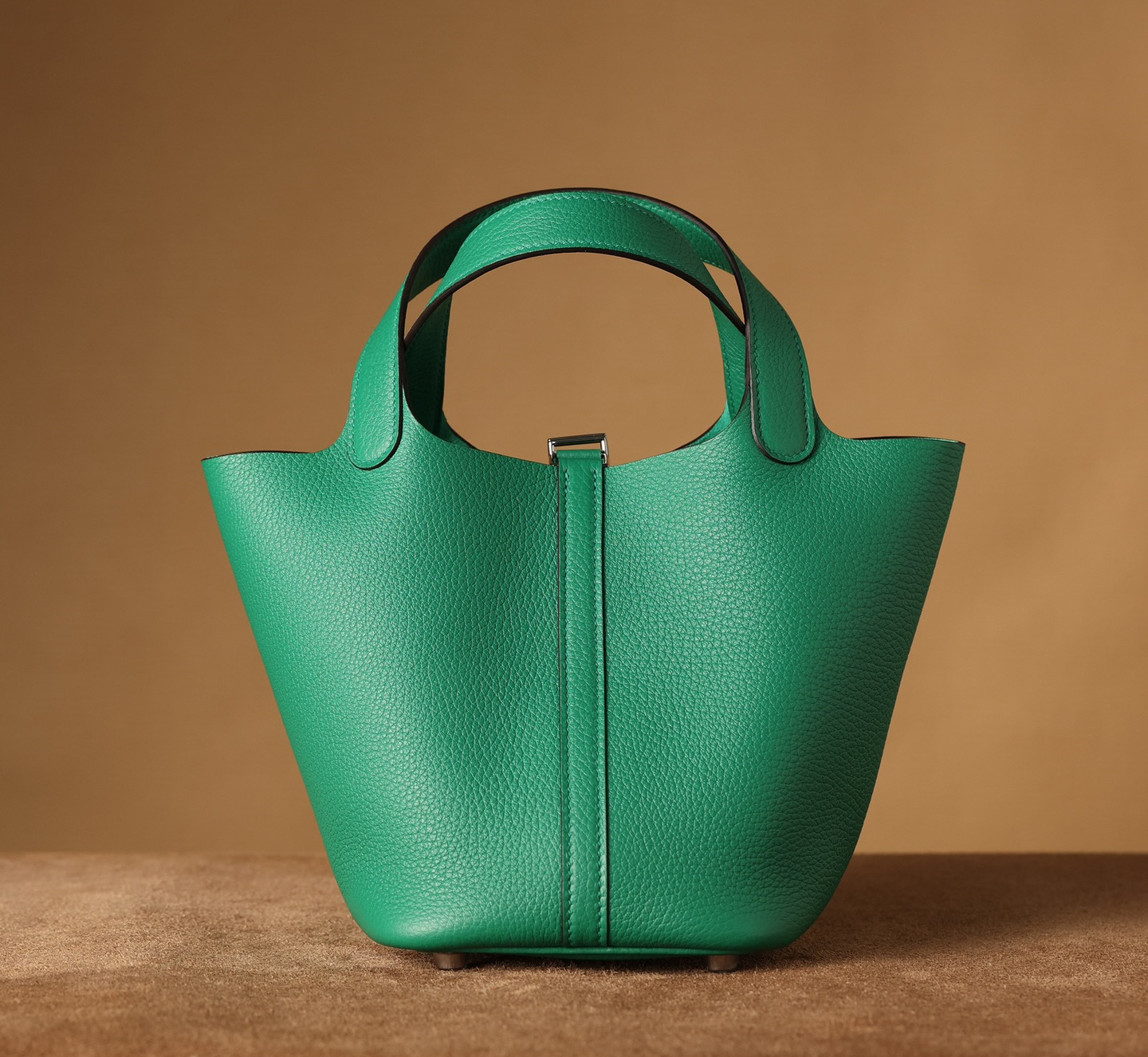 頂級原單Hermes高仿包包PicotinLock系列絲絨綠銀扣 - Image 2