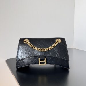 高仿BalenciagaCrush系列單肩包黑金XS