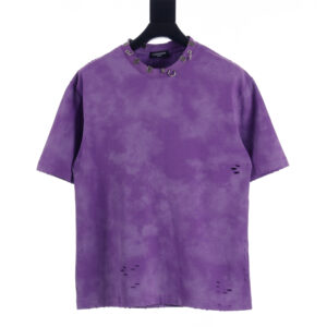 高仿Balenciaga*SS23系列761460鉚釘穿刺短袖紫色