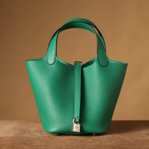 頂級原單Hermes高仿包包PicotinLock系列絲絨綠銀扣