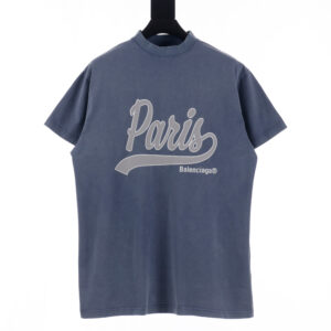 高仿Balenciaga*FW24系列787349霧霾藍Paris短袖T恤