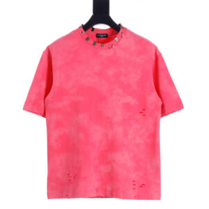高仿Balenciaga*SS23系列761460鉚釘穿刺短袖粉色