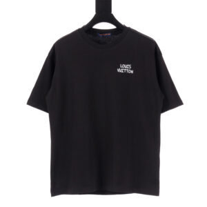 高仿LV*1AFR0035背後小花塗層T恤黑色