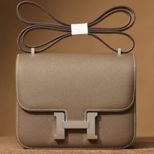 高仿HermesConstance單肩包正品級別大象灰銀扣