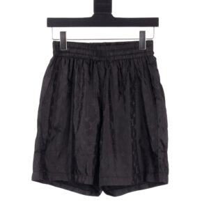 高仿LV*SS24系列1AFR0012暗紋提花沙灘褲黑色