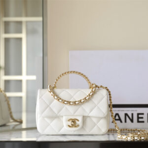 高仿Chanel*24S系列AS4847小羊皮白色單肩包免檢版