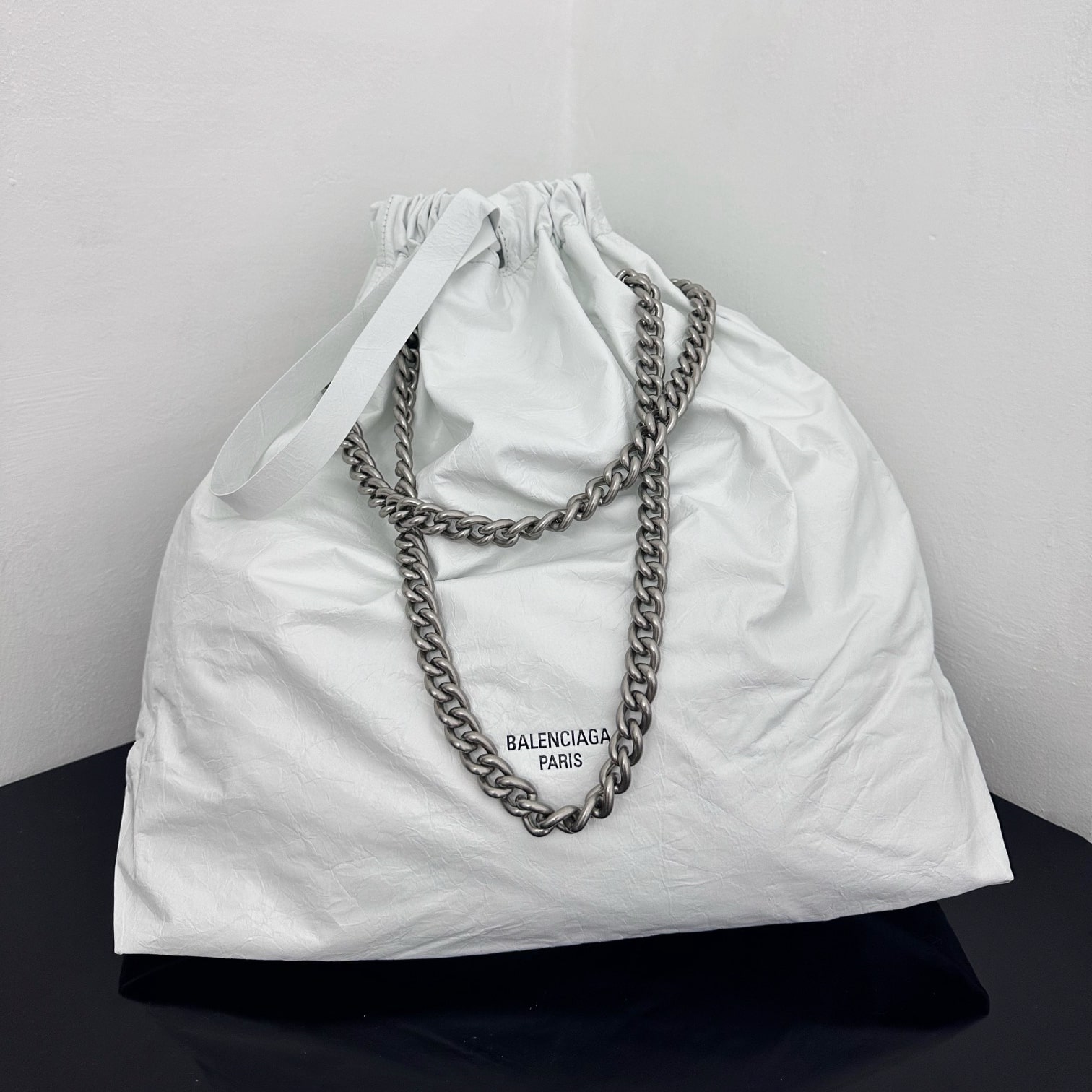 高仿Balenciaga2023Crushtote褶皺牛皮手拎袋大號